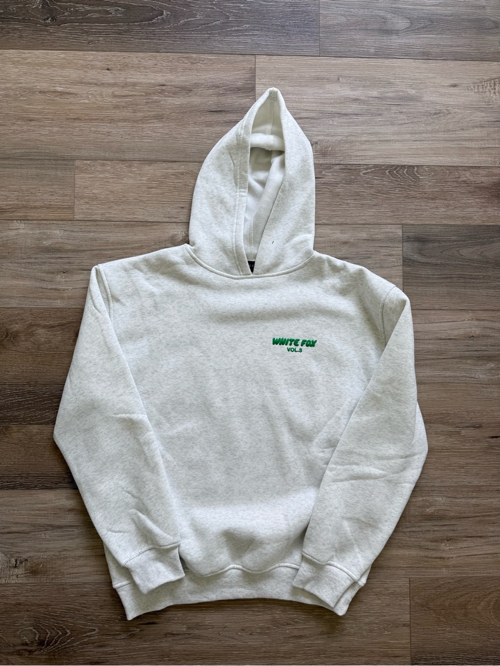 White Fox Boutique Light Gray Hoodie with Green Logo
